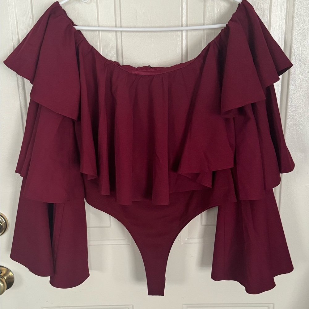 Off the shoulder ruffle bodysuit